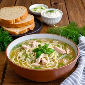 Куриный суп-лапша с кабачками и укропом