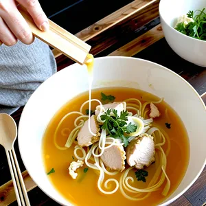 Куриный суп-лапша с цветной капустой и куркумой