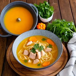 Куриный суп-лапша с тыквой и куркумой