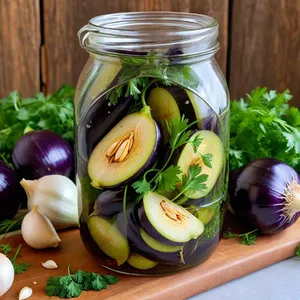 Квашеные баклажаны с чесноком и зеленью