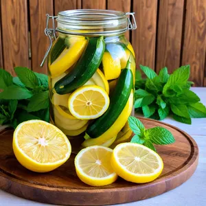 Квашеные кабачки с лимоном и мятой