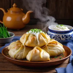 Манты с картофелем и говядиной