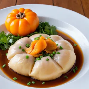 Манты с хурмой и уткой