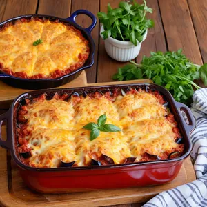 Мясная запеканка с баклажанами и чеддером