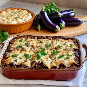 Мясная запеканка с баклажанами и фетой