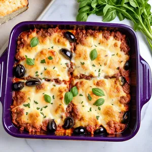 Мясная запеканка с баклажанами и моцареллой