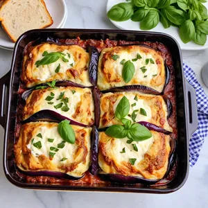 Мясная запеканка с баклажанами и рикоттой