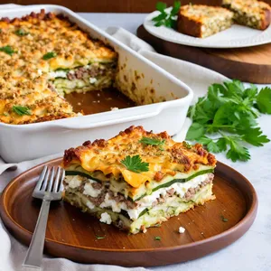 Мясная запеканка с цукини и фетой