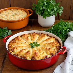 Мясная запеканка с цветной капустой и гаудой