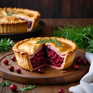 Мясной пирог с индейкой и клюквенным соусом