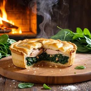 Мясной пирог с курицей и шпинатом