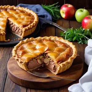 Мясной пирог с свининой и яблоками