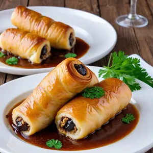 Мясные роллы с черносливом и грецким орехом