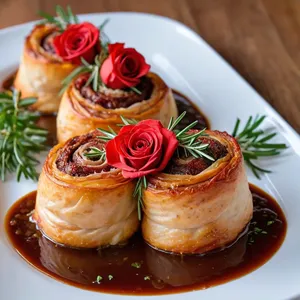 Мясные розочки с пармезаном и вялеными томатами