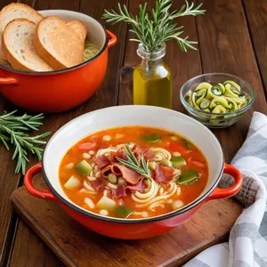 Минестроне с беконом и розмарином