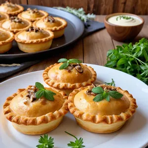 Мини-пирожки с курицей и грибами в сливочном соусе