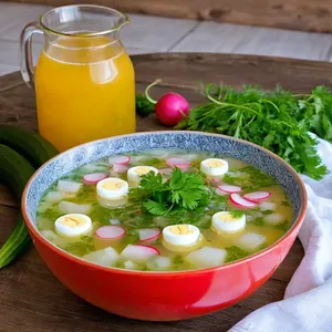 Окрошка на квасе с говядиной