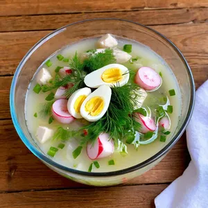 Окрошка на минералке с курицей