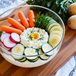Окрошка на ряженке с копчёной курицей