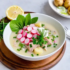 Окрошка на сыворотке с индейкой
