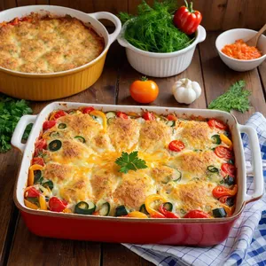 Овощная запеканка с сыром и зеленью