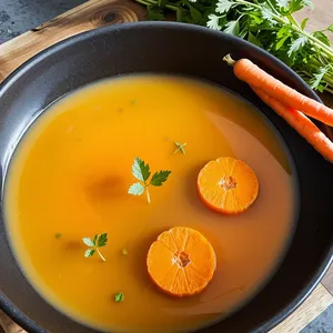 Овощной бульон с корнем любистока и мятой