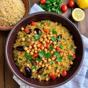Овощной плов с баклажанами и нутом