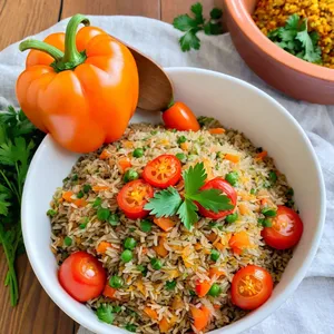 Овощной плов с чечевицей и томатами