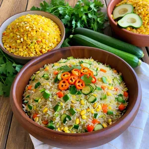 Овощной плов с цукини и кукурузой