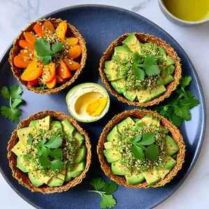 Овощные корзинки с авокадо и кунжутом