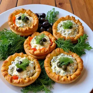 Овощные корзинки с кремом из брынзы и оливками