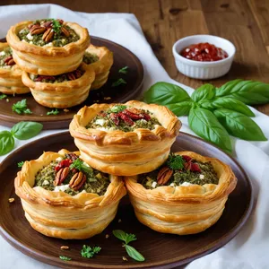 Овощные корзинки с вялеными томатами и орехами пекан