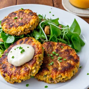 Овощные котлеты с шампиньонами и перловкой