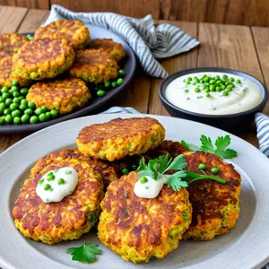 Овощные котлеты с цветной капустой и зеленым горошком