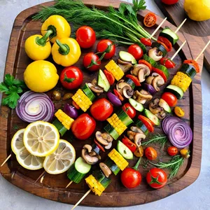 Овощные шашлычки с лимонно-чесночным маринадом