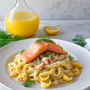 Паста из копченого лосося с лимоном и укропом