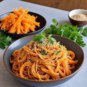 Паста из жареной моркови с имбирем и кунжутной пастой