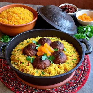 Плов с бараниной и алычой