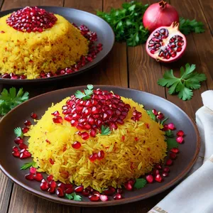 Плов с бараниной и гранатовыми зернами