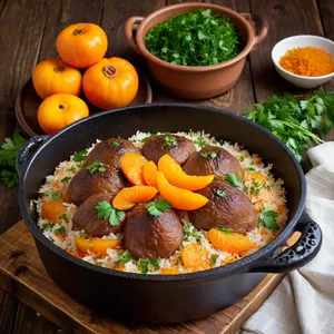 Плов с бараниной и хурмой