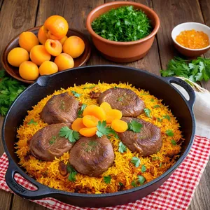 Плов с бараниной и курагой