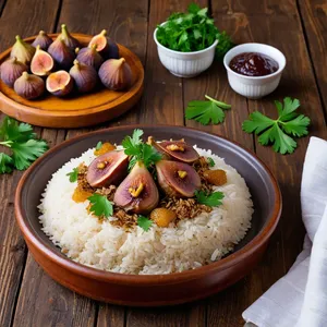 Плов с дикой уткой и инжиром