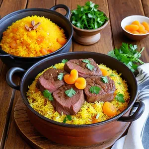 Плов с говядиной и курагой
