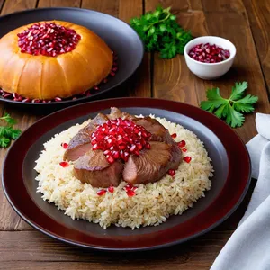 Плов с телятиной и гранатом