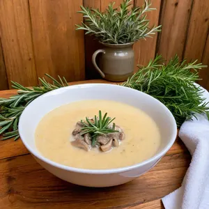 Потаж из белых грибов с пармезаном и розмарином