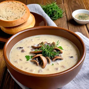Потаж из лесных грибов с тимьяном и сливками