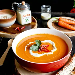 Потаж из моркови с имбирем и кокосовым молоком