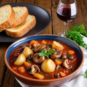 Рагу с картофелем и грибами в томатном соусе