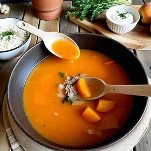 Рассольник с бараниной и курагой