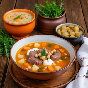 Рассольник с бараниной и нутом